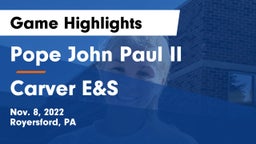 Pope John Paul II vs Carver E&S  Game Highlights - Nov. 8, 2022