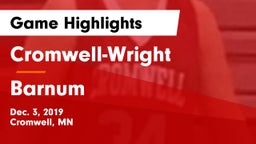 Cromwell-Wright  vs Barnum  Game Highlights - Dec. 3, 2019
