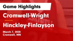 Cromwell-Wright  vs Hinckley-Finlayson  Game Highlights - March 7, 2020
