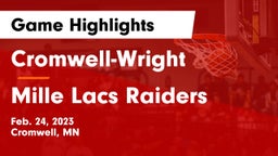 Cromwell-Wright  vs Mille Lacs Raiders Game Highlights - Feb. 24, 2023
