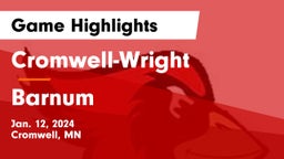 Cromwell-Wright  vs Barnum  Game Highlights - Jan. 12, 2024