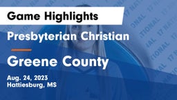 Presbyterian Christian  vs Greene County  Game Highlights - Aug. 24, 2023