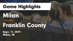 Milan  vs Franklin County  Game Highlights - Sept. 11, 2019