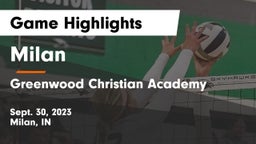 Milan  vs Greenwood Christian Academy  Game Highlights - Sept. 30, 2023