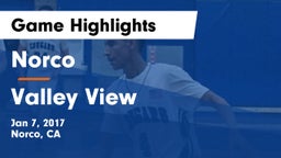 Norco  vs Valley View Game Highlights - Jan 7, 2017