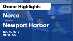 Norco  vs Newport Harbor  Game Highlights - Jan. 15, 2018