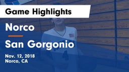 Norco  vs San Gorgonio Game Highlights - Nov. 12, 2018
