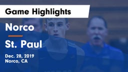 Norco  vs St. Paul  Game Highlights - Dec. 28, 2019