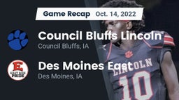 Recap: Council Bluffs Lincoln  vs. Des Moines East  2022