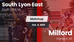 Matchup: South Lyon East vs. Milford  2019
