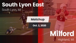Matchup: South Lyon East vs. Milford  2020