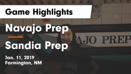 Navajo Prep  vs Sandia Prep  Game Highlights - Jan. 11, 2019