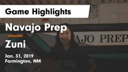 Navajo Prep  vs Zuni Game Highlights - Jan. 31, 2019