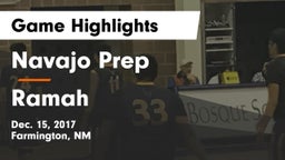 Navajo Prep  vs Ramah Game Highlights - Dec. 15, 2017