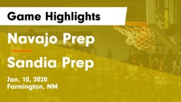 Navajo Prep  vs Sandia Prep  Game Highlights - Jan. 10, 2020