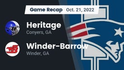 Recap: Heritage  vs. Winder-Barrow  2022