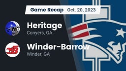 Recap: Heritage  vs. Winder-Barrow  2023