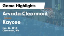 Arvada-Clearmont  vs Kaycee Game Highlights - Jan. 26, 2018