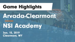 Arvada-Clearmont  vs NSI Academy Game Highlights - Jan. 15, 2019