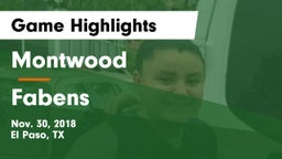 Montwood  vs Fabens Game Highlights - Nov. 30, 2018