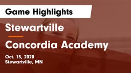Stewartville  vs Concordia Academy Game Highlights - Oct. 15, 2020