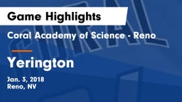 Coral Academy of Science - Reno vs Yerington  Game Highlights - Jan. 3, 2018