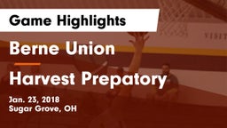 Berne Union  vs Harvest Prepatory Game Highlights - Jan. 23, 2018
