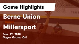 Berne Union  vs Millersport  Game Highlights - Jan. 29, 2018