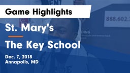 St. Mary's  vs The Key School Game Highlights - Dec. 7, 2018