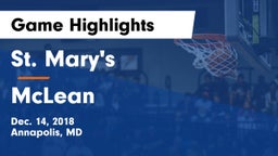 St. Mary's  vs McLean  Game Highlights - Dec. 14, 2018
