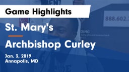 St. Mary's  vs Archbishop Curley  Game Highlights - Jan. 3, 2019