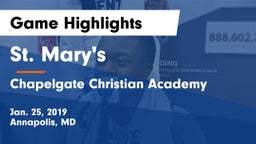 St. Mary's  vs Chapelgate Christian Academy Game Highlights - Jan. 25, 2019