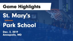 St. Mary's  vs Park School Game Highlights - Dec. 2, 2019