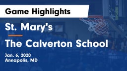 St. Mary's  vs The Calverton School Game Highlights - Jan. 6, 2020