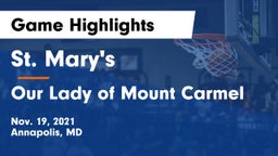 St. Mary's  vs Our Lady of Mount Carmel  Game Highlights - Nov. 19, 2021