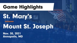 St. Mary's  vs Mount St. Joseph  Game Highlights - Nov. 30, 2021