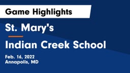 St. Mary's  vs Indian Creek School Game Highlights - Feb. 16, 2022