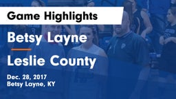 Betsy Layne  vs Leslie County  Game Highlights - Dec. 28, 2017