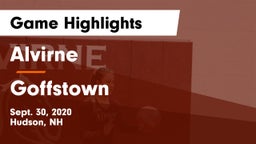Alvirne  vs Goffstown  Game Highlights - Sept. 30, 2020