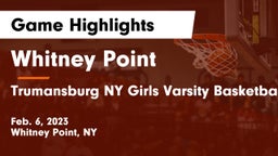 Whitney Point  vs Trumansburg NY Girls Varsity Basketball Game Highlights - Feb. 6, 2023