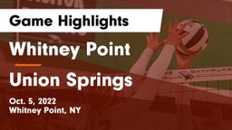 Whitney Point  vs Union Springs  Game Highlights - Oct. 5, 2022