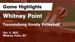 Whitney Point  vs Trumansburg Varsity Volleyball Game Highlights - Oct. 5, 2023