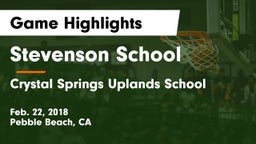 Stevenson School vs Crystal Springs Uplands School Game Highlights - Feb. 22, 2018