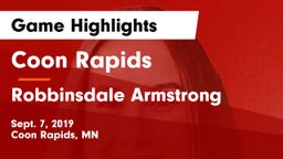 Coon Rapids  vs Robbinsdale Armstrong  Game Highlights - Sept. 7, 2019