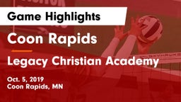 Coon Rapids  vs Legacy Christian Academy Game Highlights - Oct. 5, 2019