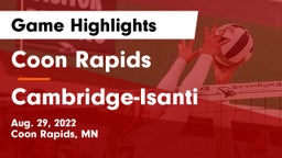 Coon Rapids  vs Cambridge-Isanti  Game Highlights - Aug. 29, 2022