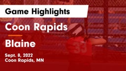 Coon Rapids  vs Blaine  Game Highlights - Sept. 8, 2022