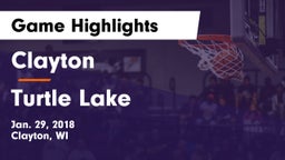 Clayton  vs Turtle Lake Game Highlights - Jan. 29, 2018