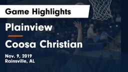 Plainview  vs Coosa Christian  Game Highlights - Nov. 9, 2019