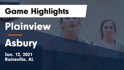 Plainview  vs Asbury Game Highlights - Jan. 12, 2021